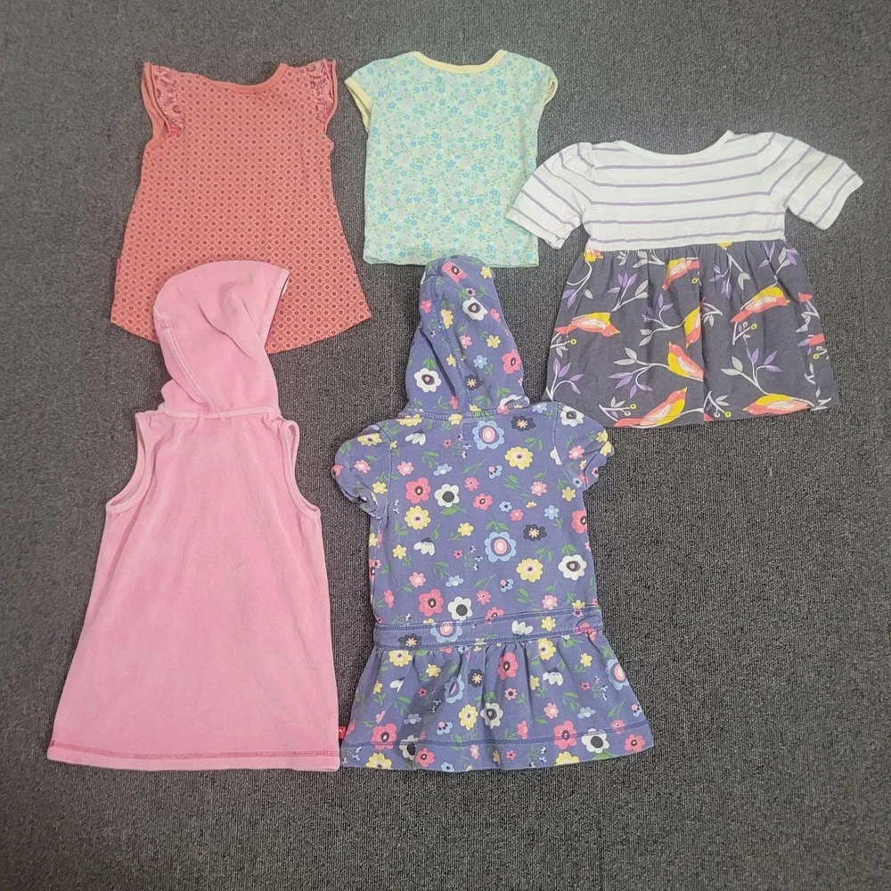 Gap Puma Old Navy 12-24M Dress Top Bundle Toddler Girl 5pc Floral Pink Purple